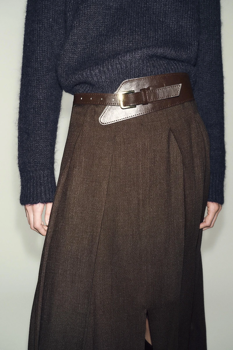 BELTED MIDI SKIRT