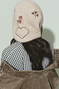 EMBROIDERED KNIT HOOD