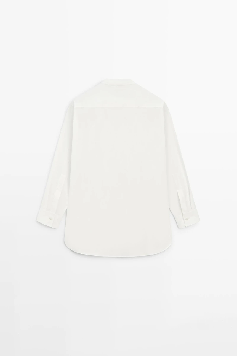 100% cotton poplin shirt with embroidered bib