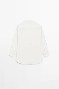 100% cotton poplin shirt with embroidered bib