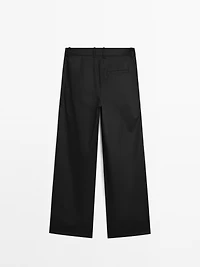 100% cotton mid-rise straight-leg trousers