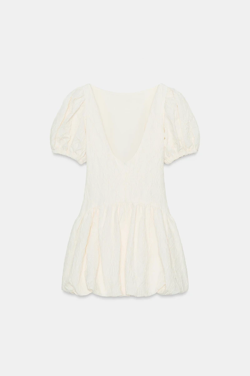 JACQUARD BALLOON MINI DRESS