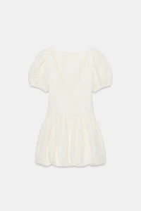 JACQUARD BALLOON MINI DRESS