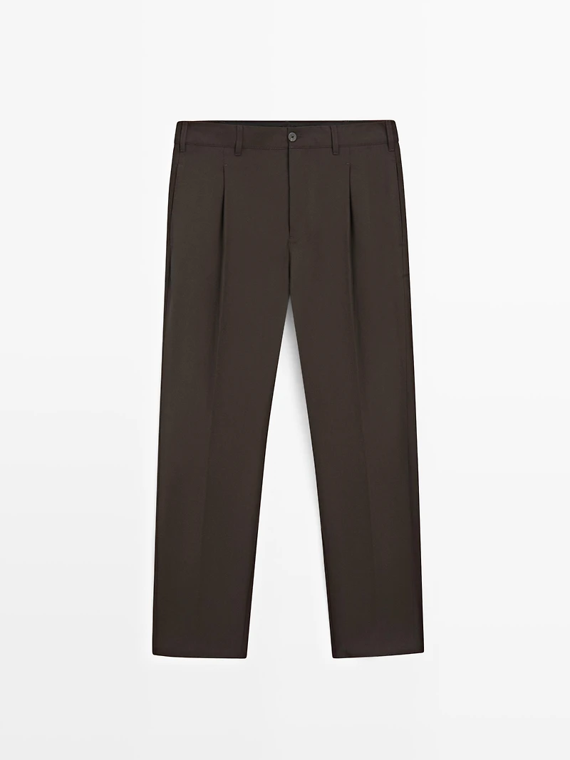 Pantalon relaxed fit en laine mélangée