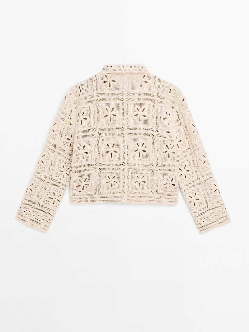 Embellished crochet cardigan