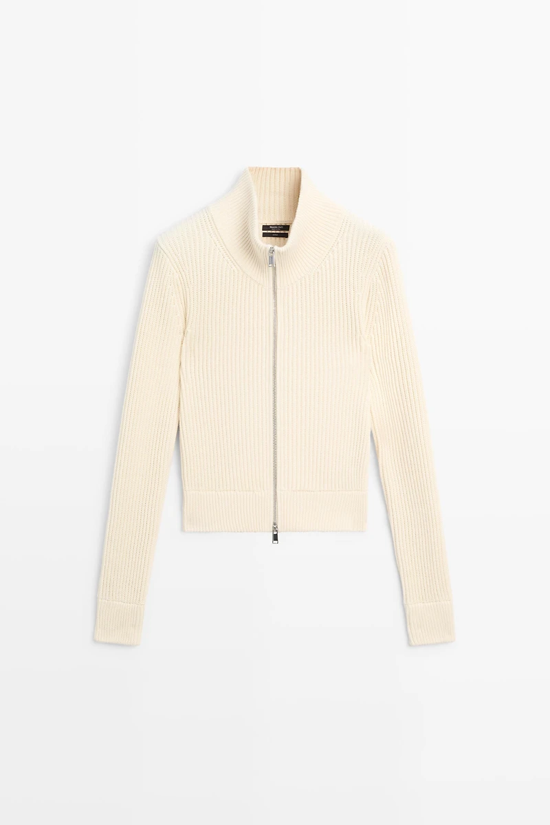 100% cotton purl knit cardigan
