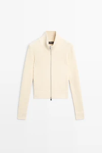100% cotton purl knit cardigan