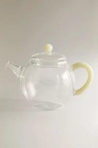 BOROSILICATE GLASS TEAPOT WITH COLOURED HANDLE
