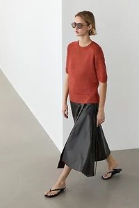 100% linen short sleeve knit sweater