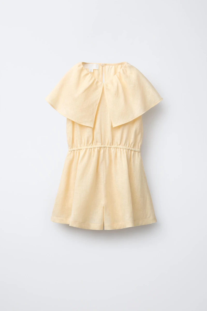 RUFFLED SHORT JUMPSUIT 100% LINEN