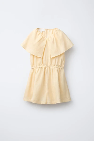 RUFFLED SHORT JUMPSUIT 100% LINEN
