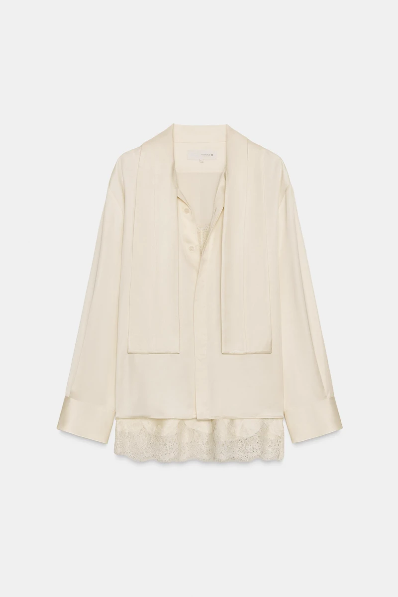 COMBINATION SATIN EFFECT BLOUSE ZW COLLECTION