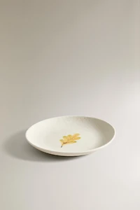 STONEWARE DESSERT PLATE LEAF