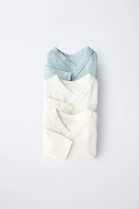 THREE-PACK OF KIMONO NECK STAR BODYSUITS