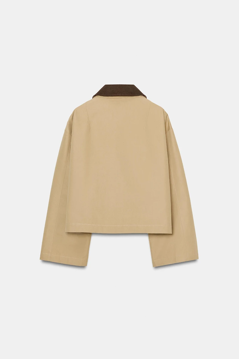 CROPPED TRENCH WITH COMBINED COLLAR
