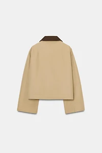 CROPPED TRENCH WITH COMBINED COLLAR