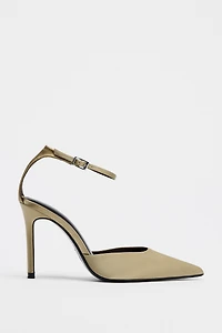 SATIN ANKLE STRAP HEELS