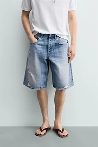 RIPPED BAGGY FIT DENIM SHORTS