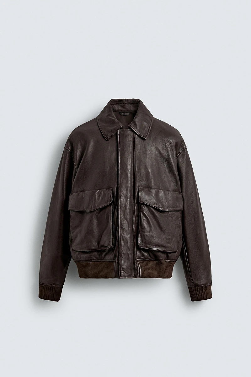 VESTE EN CUIR À POCHES