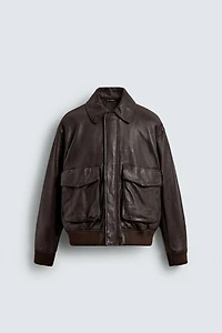 VESTE EN CUIR À POCHES