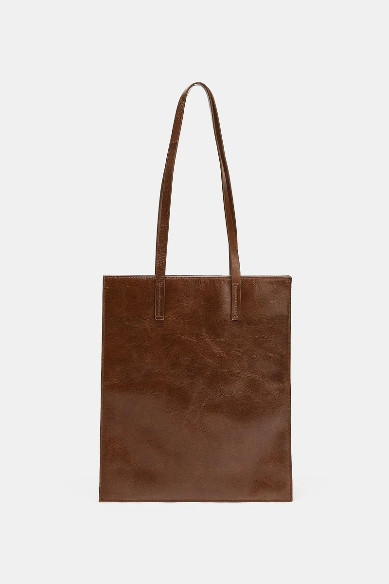 LEATHER SHOULDER TOTE BAG