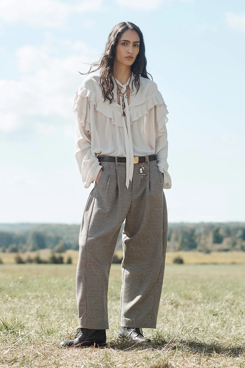 LIMITED EDITION PLAID BALLOON PANTS WITH WOOL