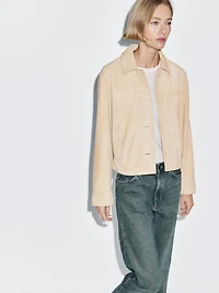 Short suede leather jacket