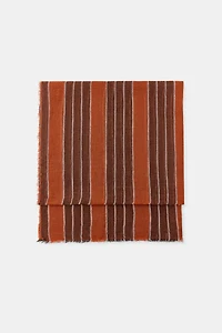 100% LINEN STRIPED PRINT SCARF
