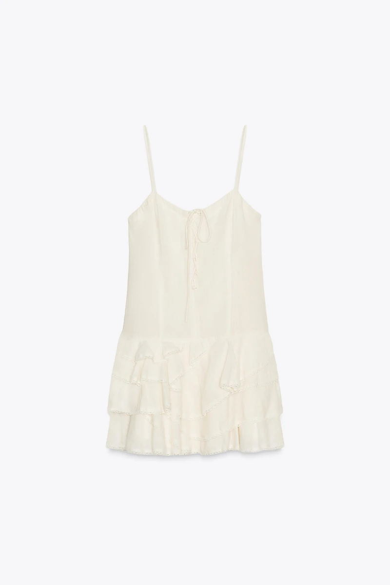 RUFFLED CHIFFON SHORT DRESS