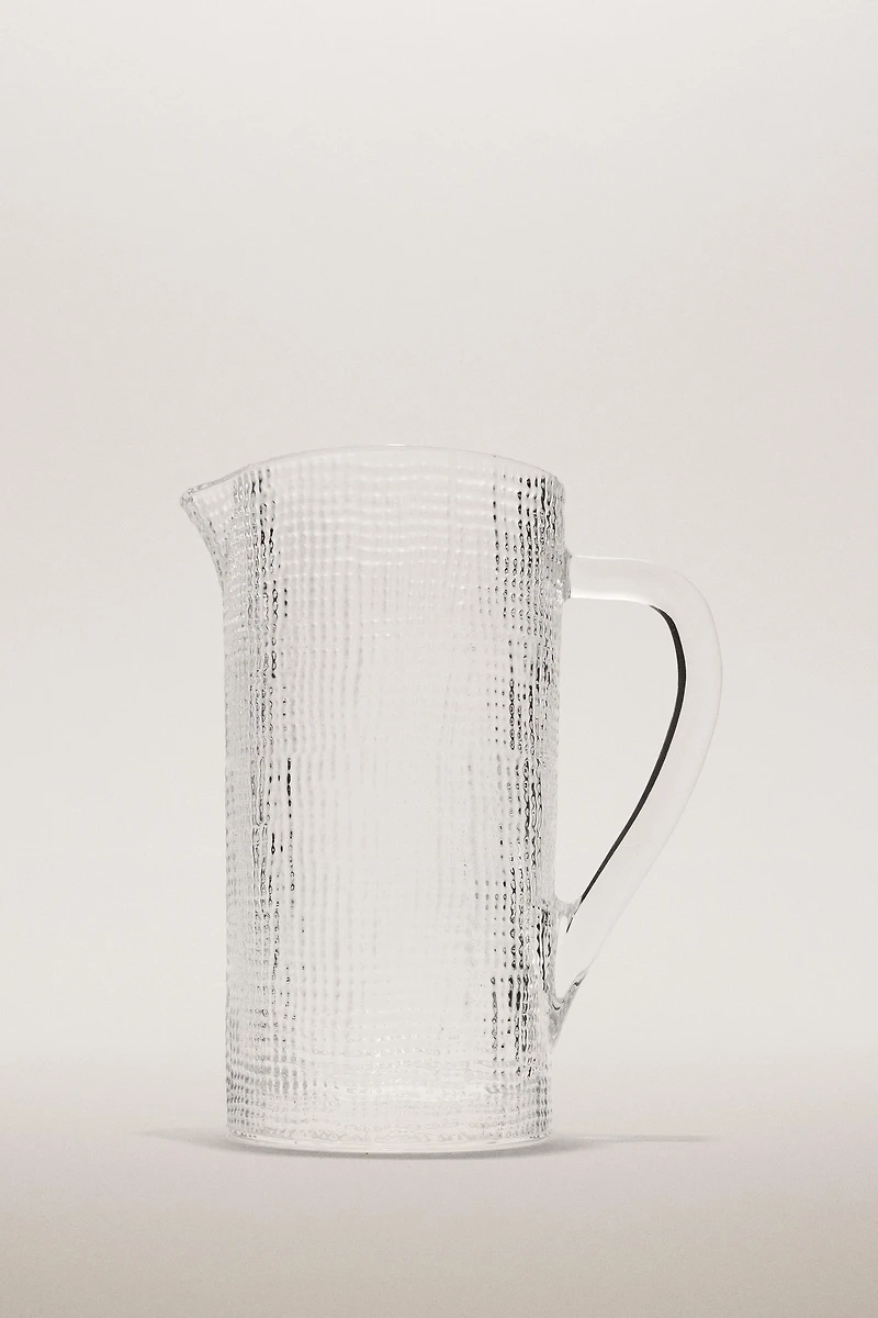RAISED DESIGN GLASS PITCHER