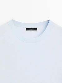 Short-sleeve wool blend knit sweater
