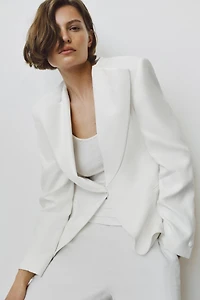 ZW COLLECTION LINEN BLEND TUXEDO BLAZER
