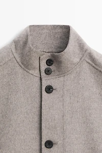 Blouson col montant en tissu double mélange de laine