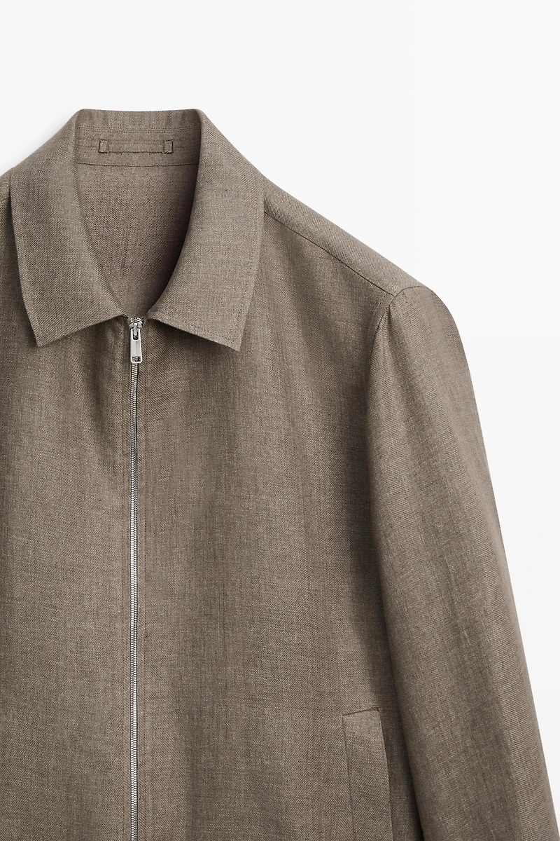 Faded linen total look jacket