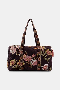 SAC MATELASSÉ EN VELOURS BRODERIES FLEURS