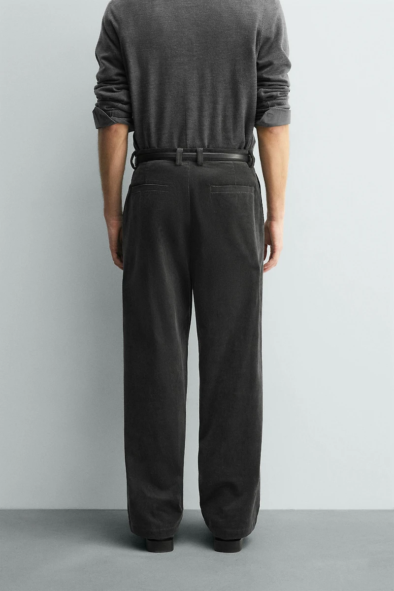 PLEATED CORDUROY PANTS