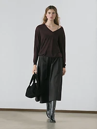 Midi skirt with box pleats