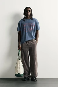 WASHED EFFECT TEXT T-SHIRT