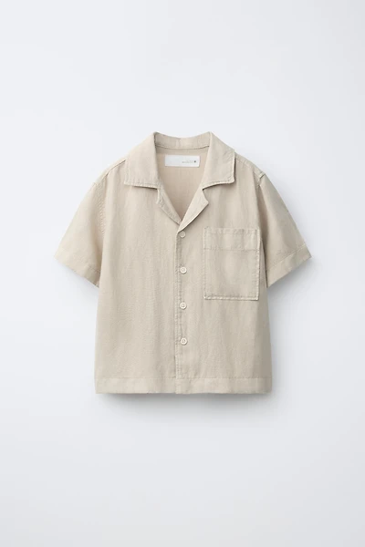 LINEN BLEND POCKET SHIRT