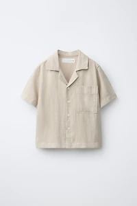 LINEN BLEND POCKET SHIRT