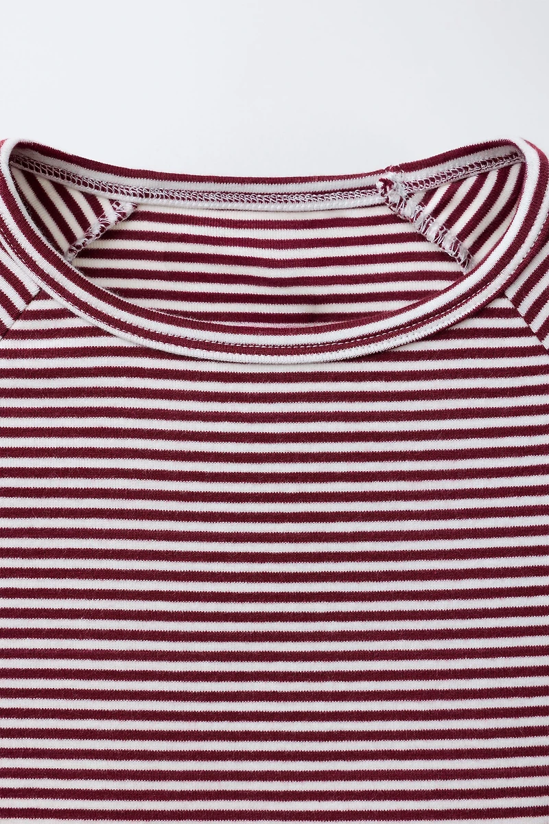 RAGLAN SLEEVE T-SHIRT WITH MODAL STRIPES