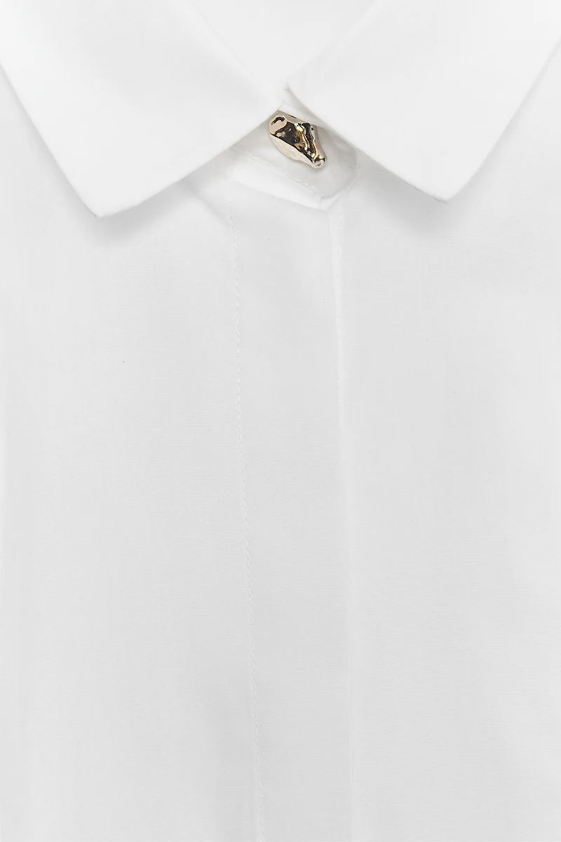PLEATED POPLIN SHIRT
