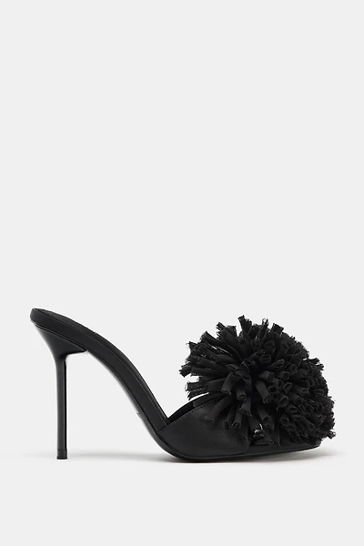 MAXI POMPOM SLINGBACK SANDALS