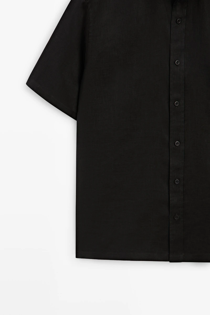 Regular fit 100% linen short sleeve shirt