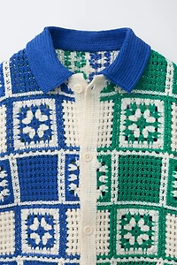 MOSAIC CROCHET KNIT SHIRT