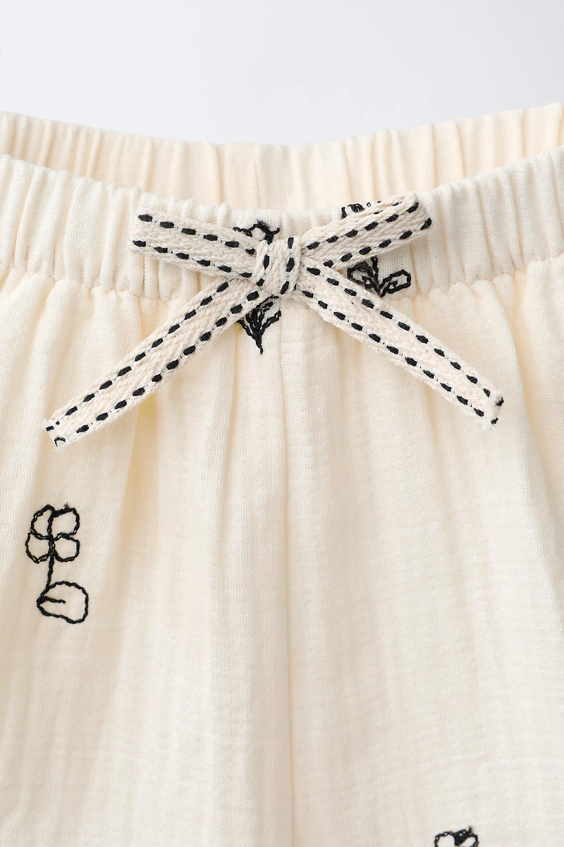 EMBROIDERED FLORAL TEXTURE SHORTS