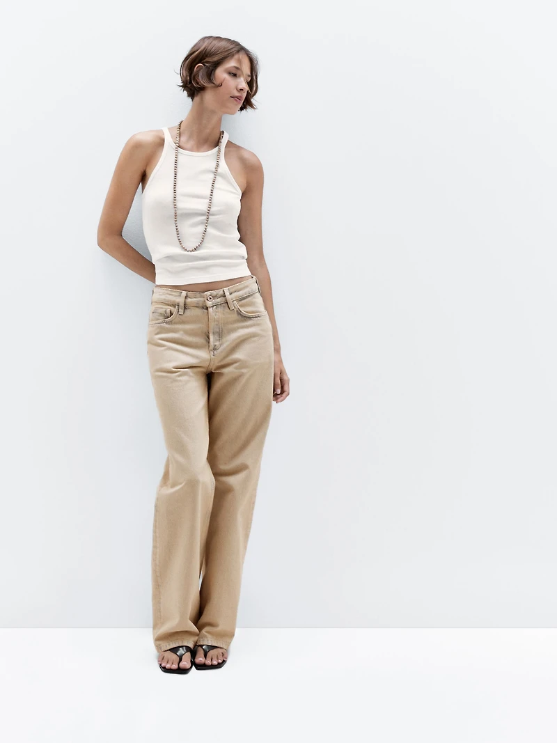 Jean large mid-rise coton