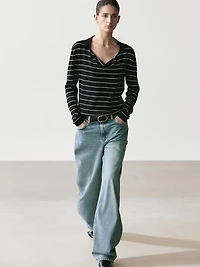 Polo rayé en maille de coton