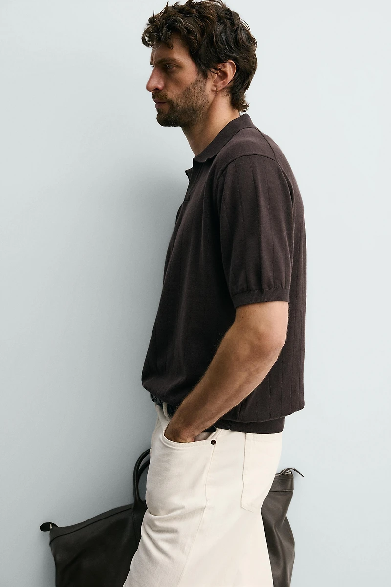 REGULAR FIT RIBBED KNIT POLO