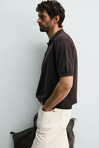 REGULAR FIT RIBBED KNIT POLO